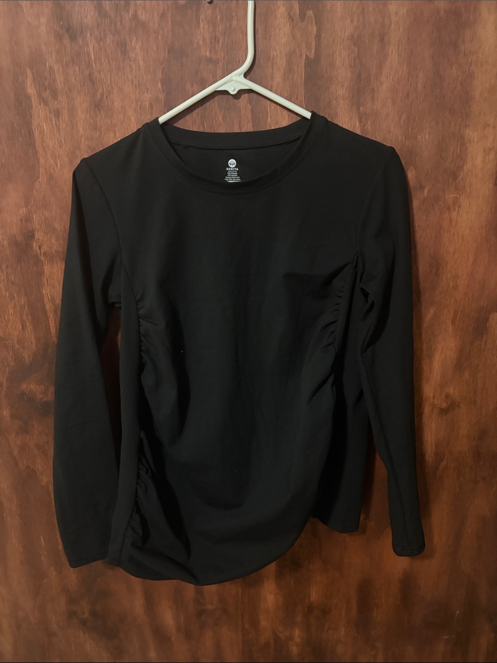 Senita Athletics Black Long-Sleeve Crew Top